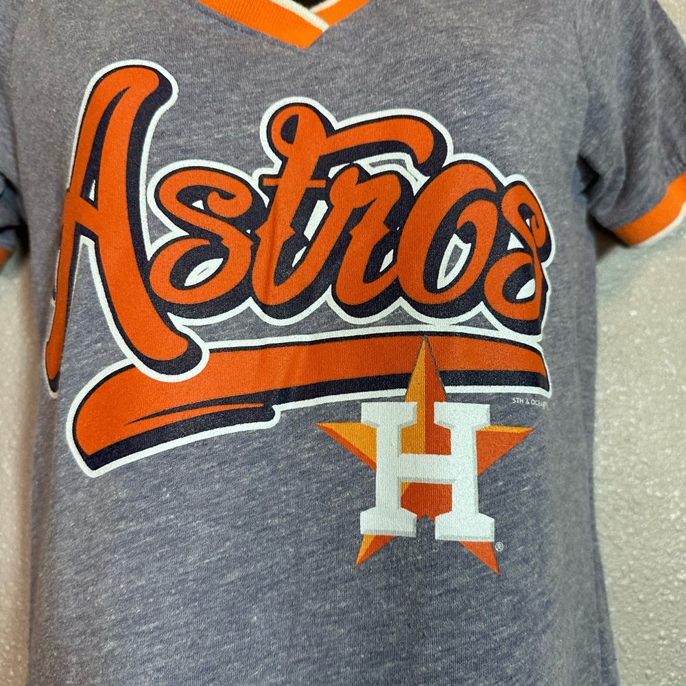MLB Houston Astros T-shirt Heather Blue V Neck fitted size medium - Picture 4 of 10